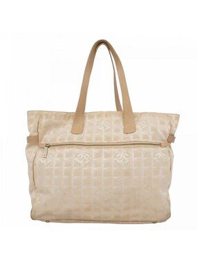 Chanel Tote New Travel Nylon Beige Gold